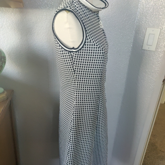 Vintage B/W Mod Day Dress Double Knit Checkered Patter Dress - Picture 5 of 6